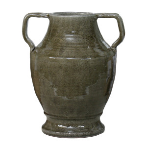 Avignon Olive Green Terracotta Vase, a decorative vessel for flowers or tabletop styling